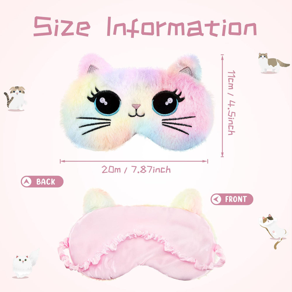 Geyoga antifaz gato, peluche colorido, ideal para pijamadas y viajes.