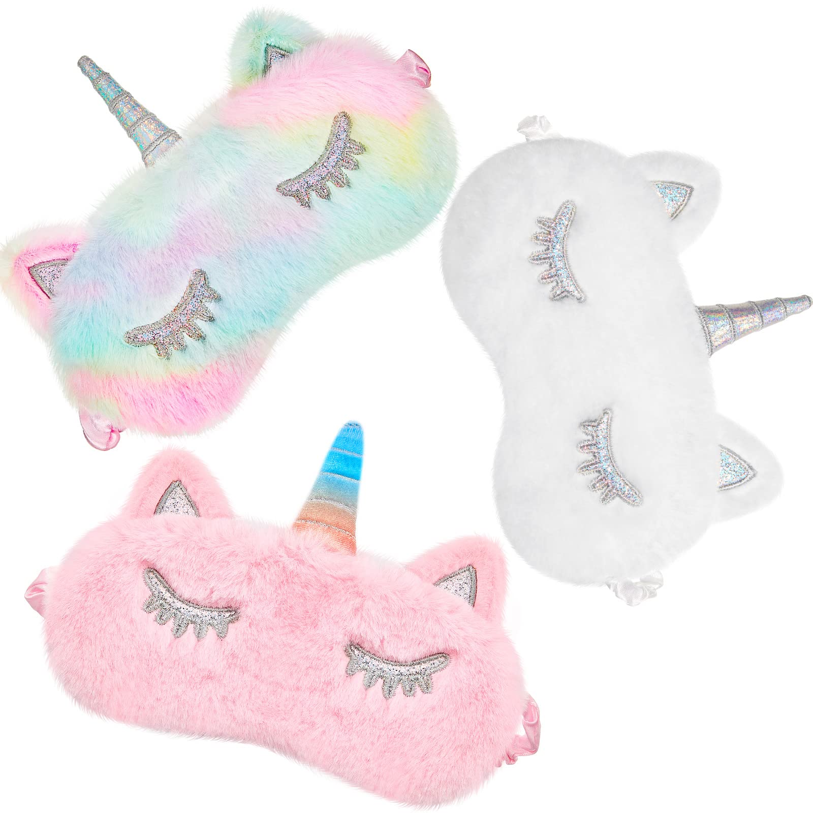 Geyoga mascarilla de dormir para niños en rosa, peluche suave para descanso cómodo.