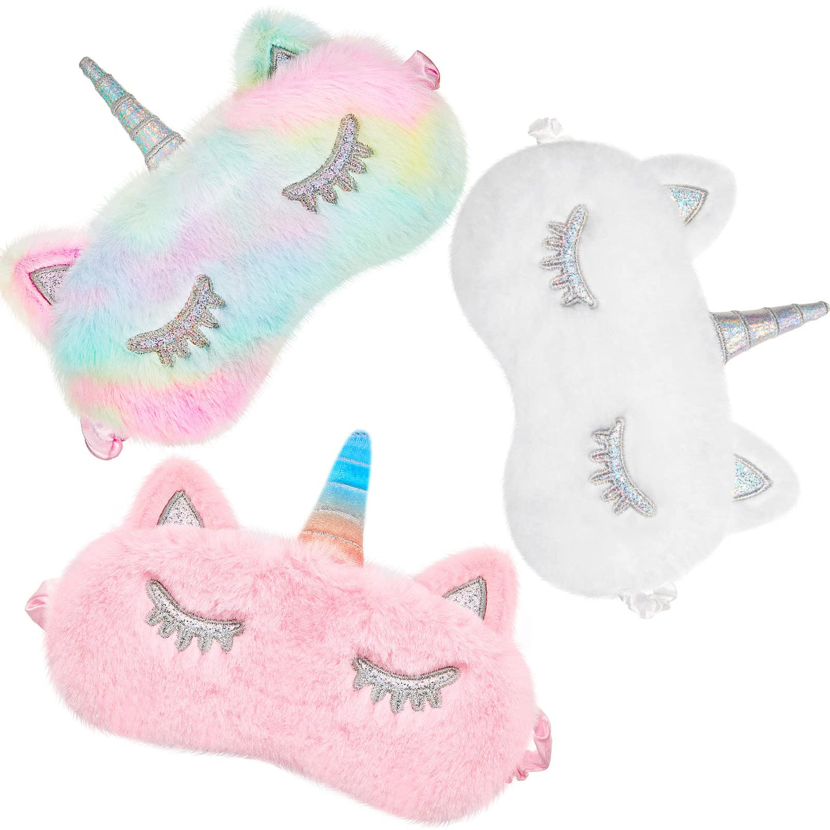 Geyoga mascarilla de dormir para niños en rosa, peluche suave para descanso cómodo.
