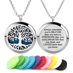 GFONDINGD aromatherapy diffuser necklace with tree of life pendant for wearable essential oils.