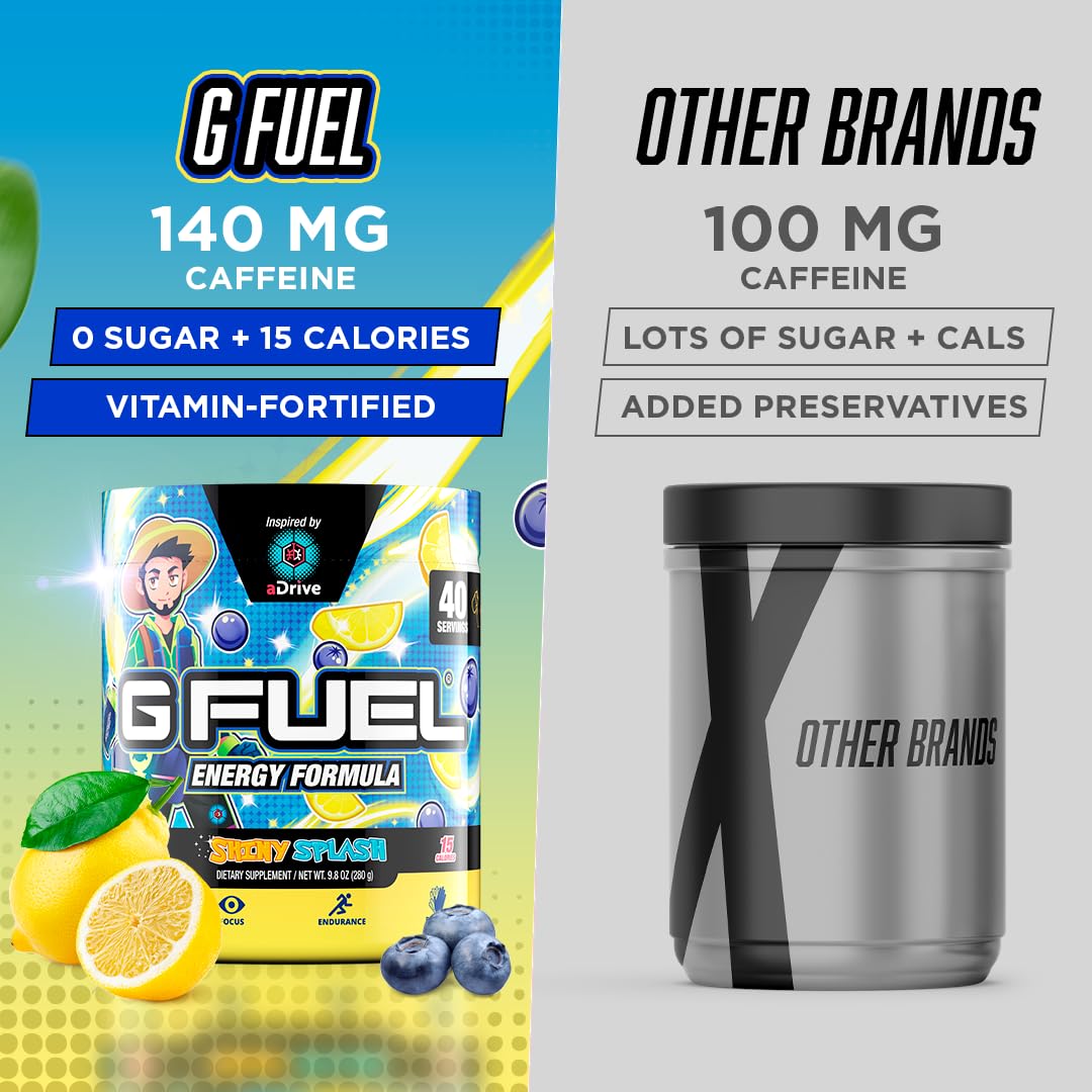 G Fuel aDrive sugar-free energy drink in glass.