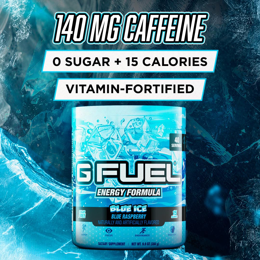 G Fuel Blue Ice dissolving in water to deliver quick clean energy.