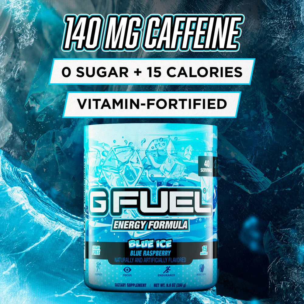G Fuel Blue Ice dissolving in water to deliver quick clean energy.
