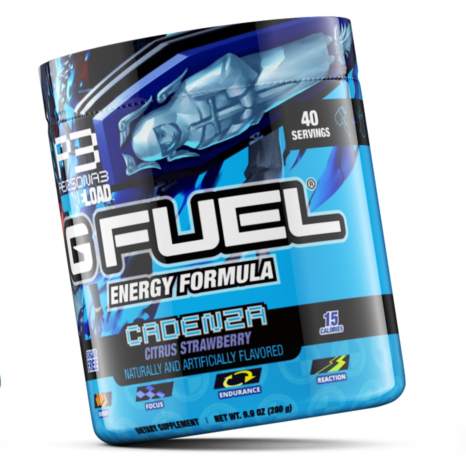 G Fuel Cadenza pre-workout desk setup for focused gaming.