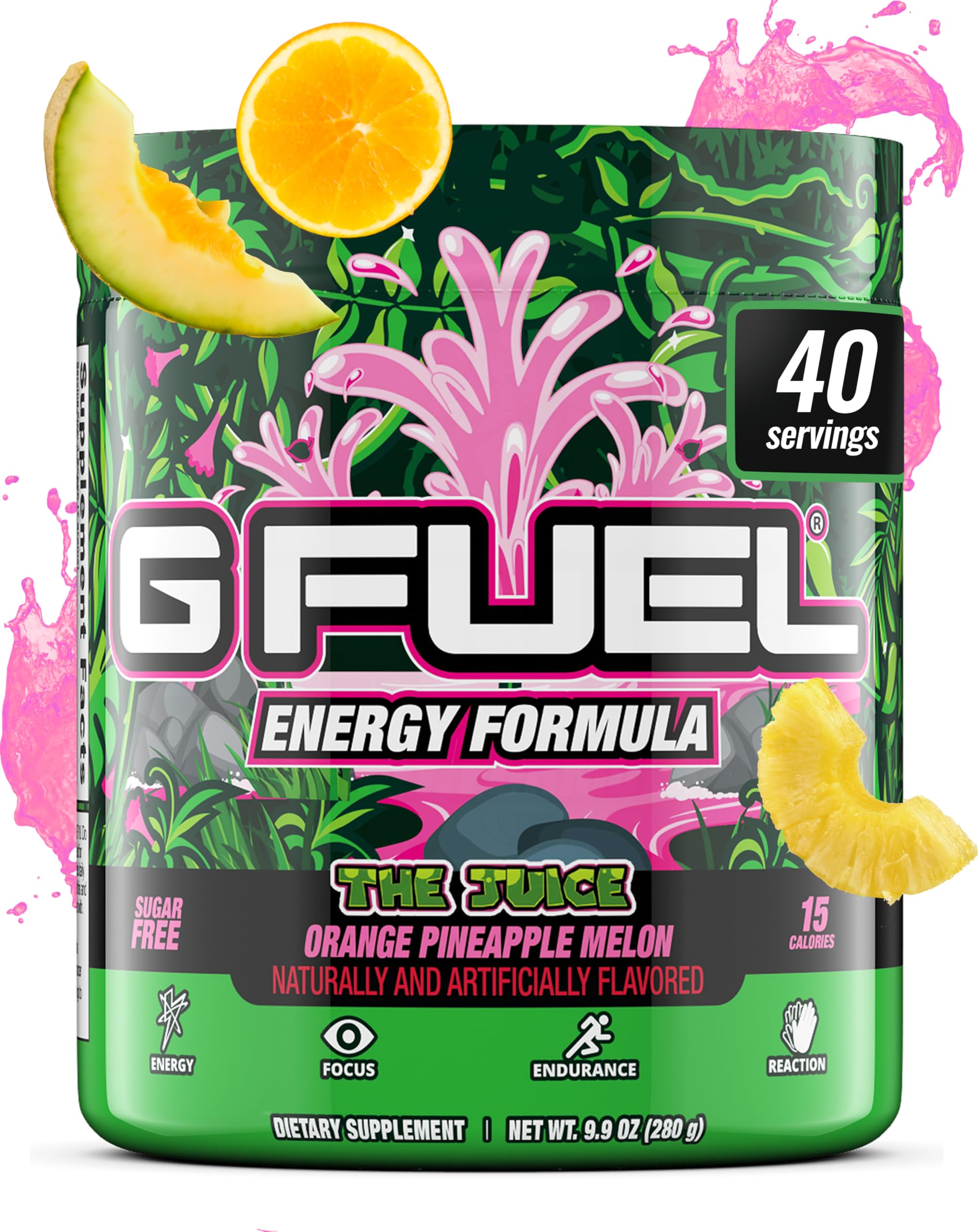 G Fuel The Juice energy powder tub ready to mix for clean focus during long gaming sessions.