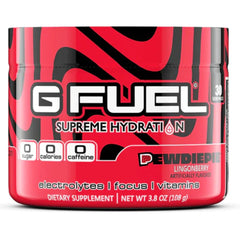 G Fuel PewDiePie Supreme Hydration lingonberry powder for post-workout hydration and focus.