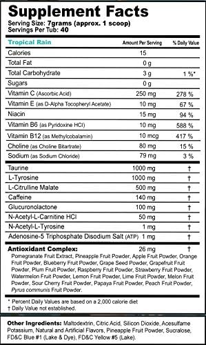 G Fuel label close-up showing antioxidants and vitamin blend