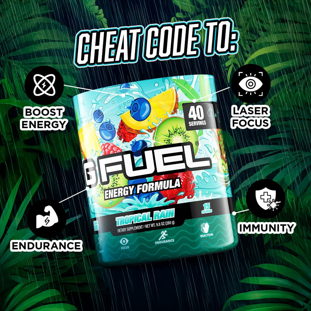 G Fuel Tropical Rain powder dissolves quickly for smooth energy