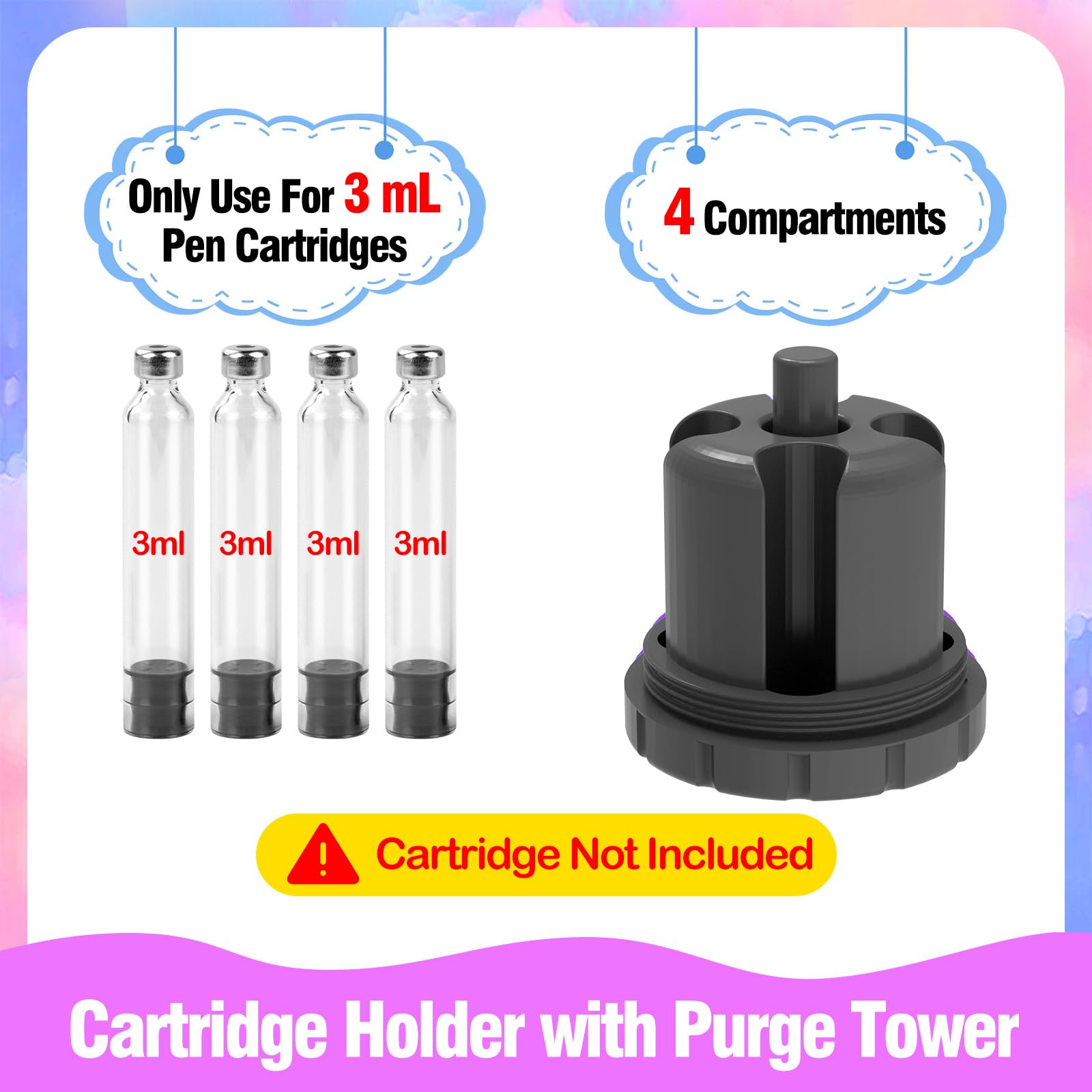 GFYYBKJ caja de almacenamiento con 4 huecos para cartuchos de 3 mL, ordenados