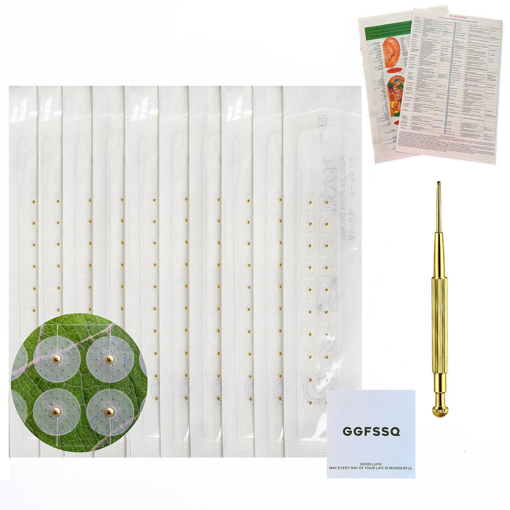 GGFSSQ ear seeds acupressure kit in gold for home balance and wellness