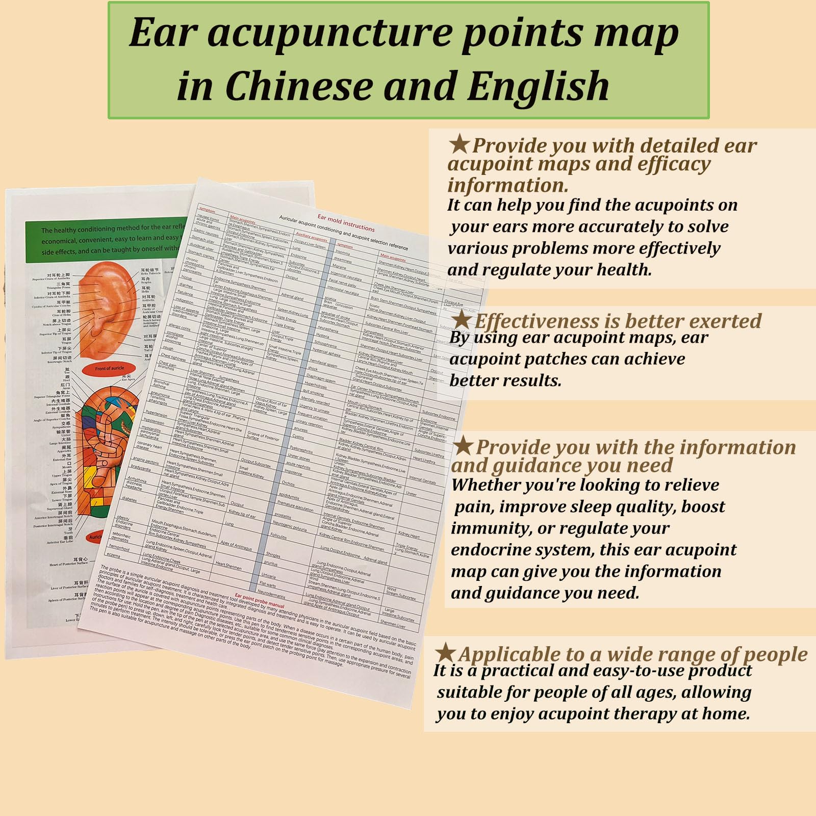 GGFSSQ brass acupressure probe for precise ear point stimulation