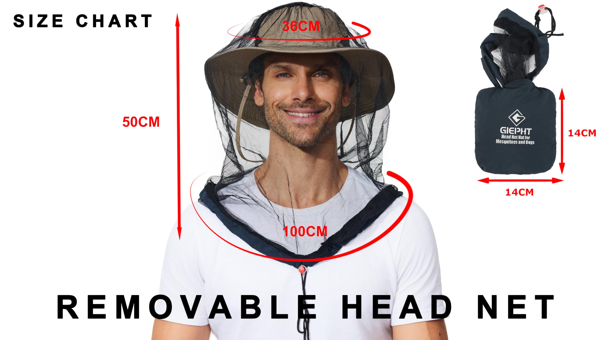 G GIEPHT two-pack mosquito head net arrangement shows compact, packable design for travel