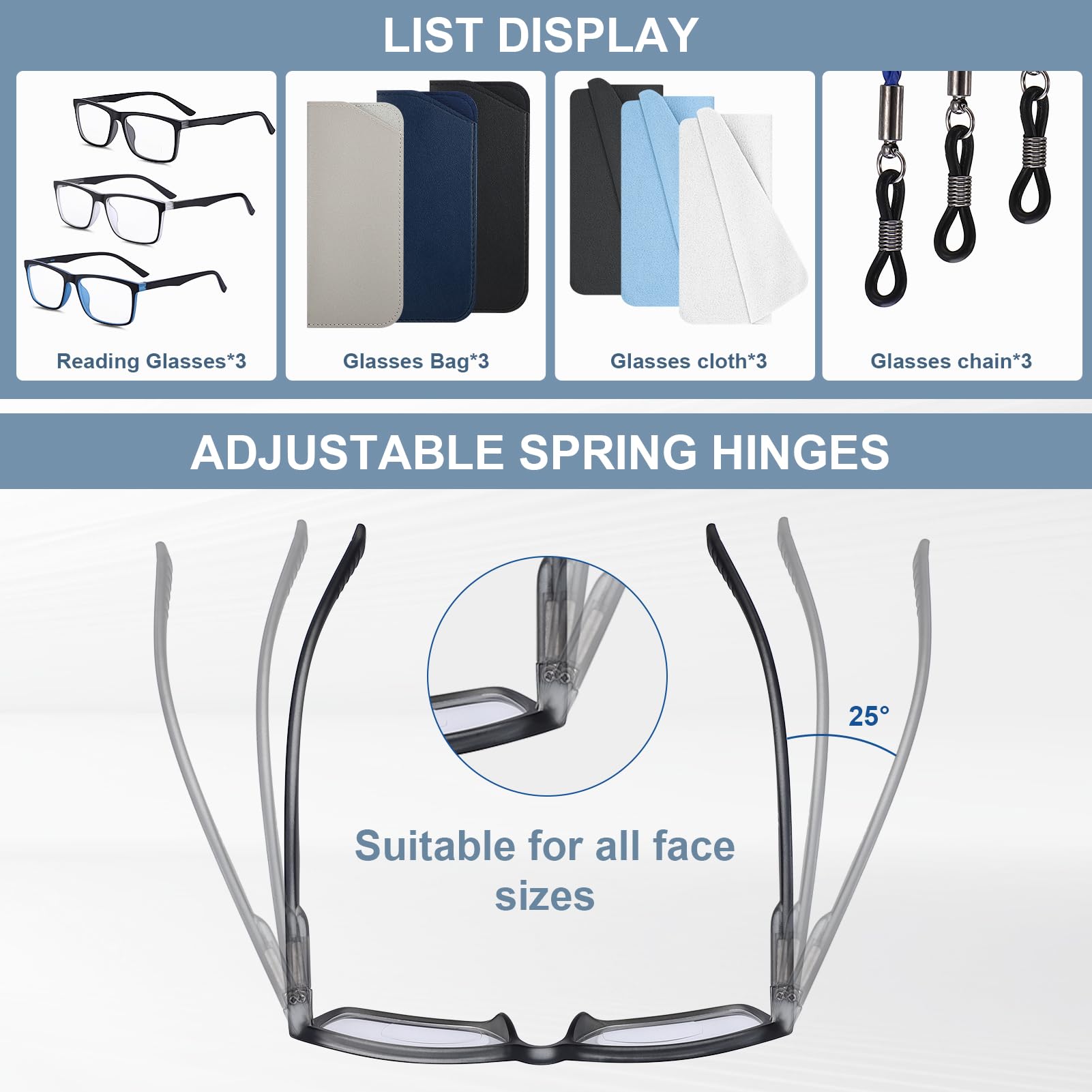 GGSTDDUP rectangular spring hinge frame for comfortable wear