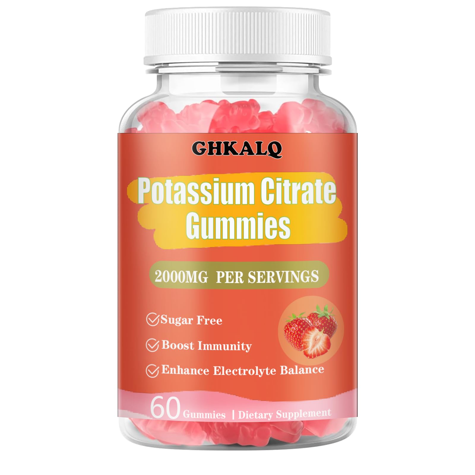 GHKALQ potassium citrate gummies bottle, convenient daily electrolyte support.