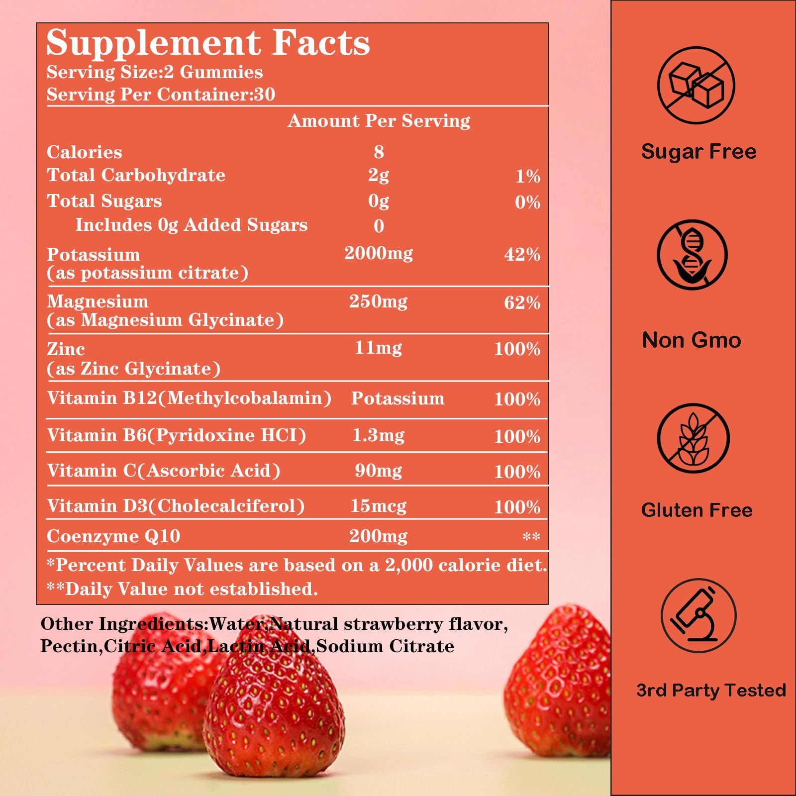 GHKALQ potassium citrate gummies strawberry closeup showing tasty chew.