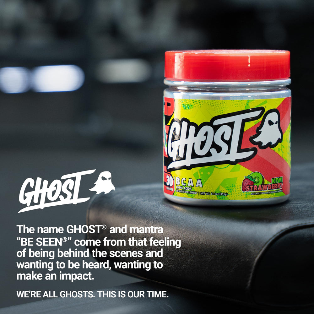 GHOST BCAA Kiwi Strawberry drink poured into glass for refreshing hydration