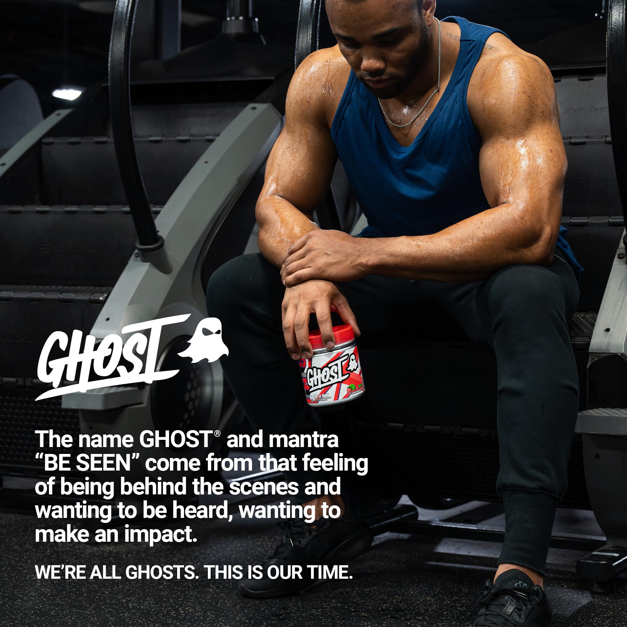 Athlete using GHOST Burn during a workout with a water bottle