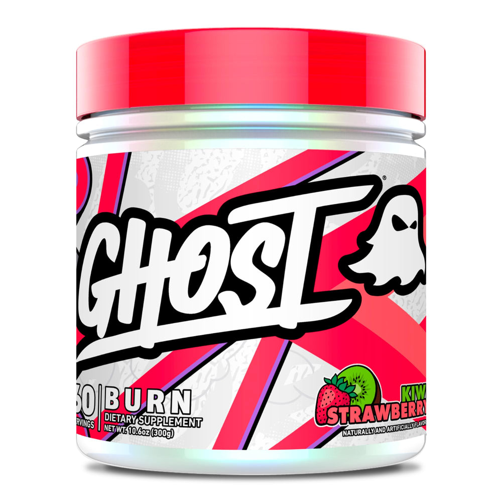 GHOST Burn powder container kiwi strawberry for pre-workout energy