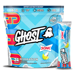 GHOST Hydration Packets Sonic Ocean Water stick in water for refreshing hydration.