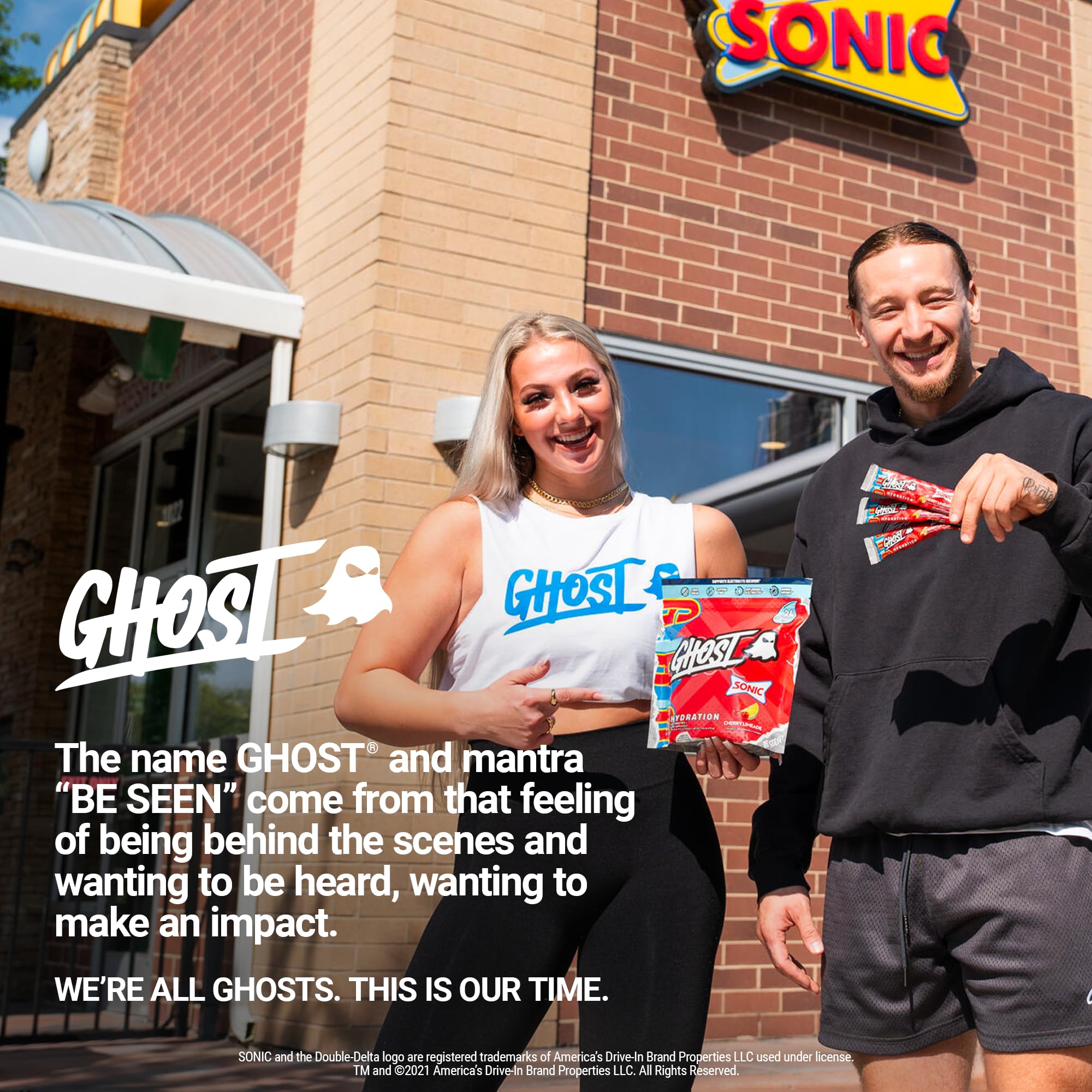 GHOST Hydration ready-to-drink glass showing vibrant flavor and hydration.