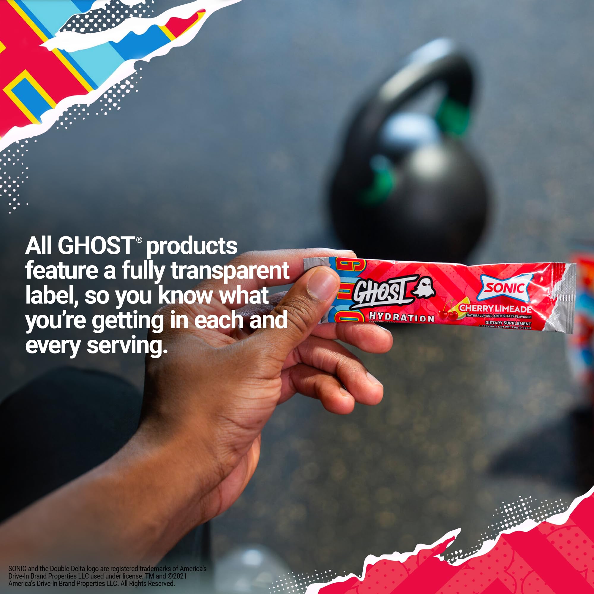 GHOST Hydration transparent label highlights exact doses and ingredients.