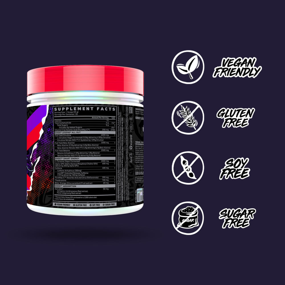 Ghost Legend All Out Cherry Limeade glass shaker ready for mix and sip.
