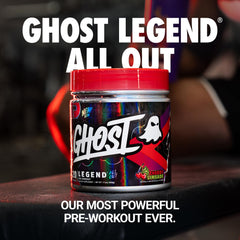 Ghost Legend All Out Cherry Limeade label highlights key ingredients for informed use.