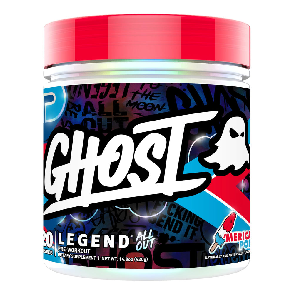 Ghost Legend All Out Merica Pop can boosts energy for intense workouts.