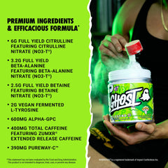 GHOST Legend All Out V2 label close-up with transparent ingredient disclosure