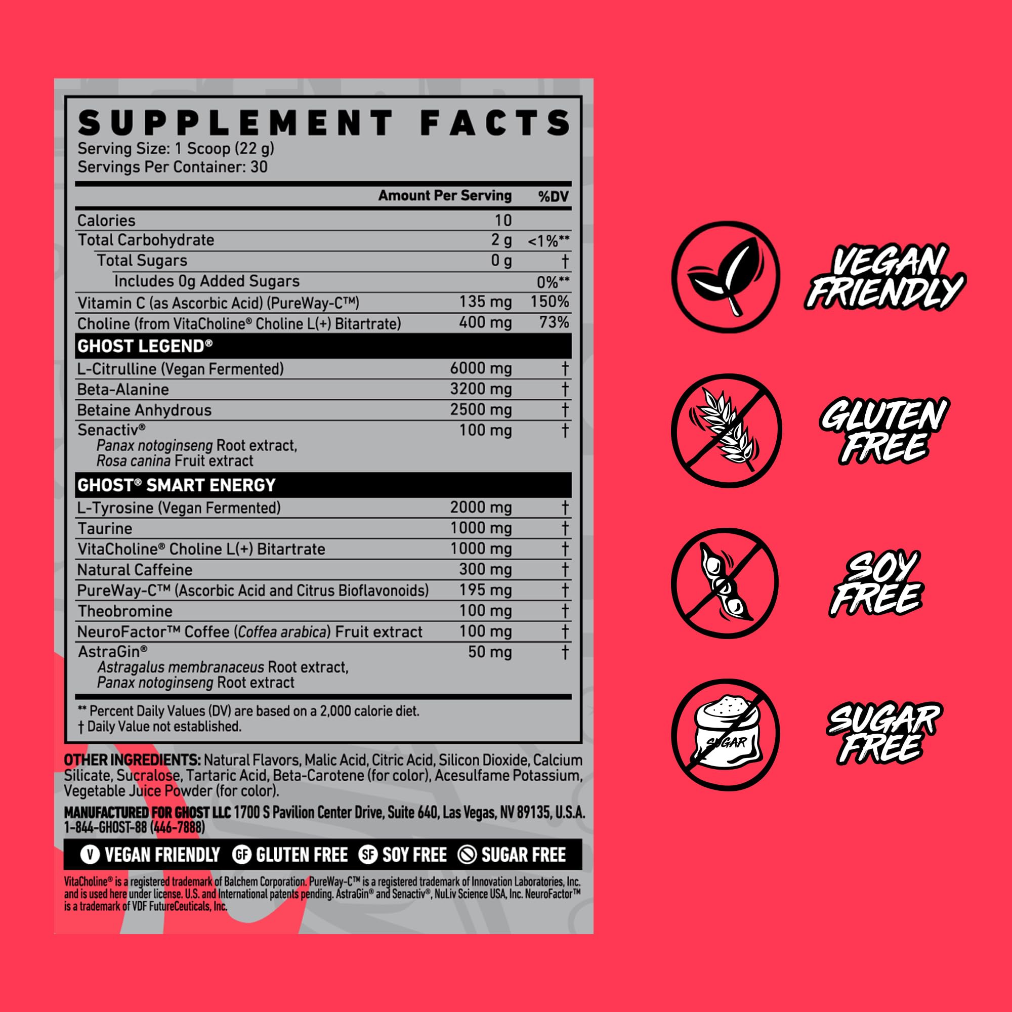 Ghost Legend ingredients list highlights L-Citrulline synergy for better pump.