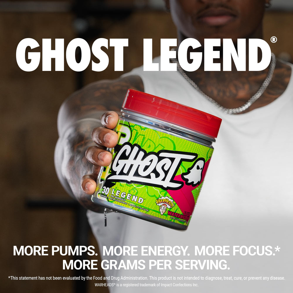Scoop of GHOST Legend powder ready to mix for a clean pre-workout energy boost