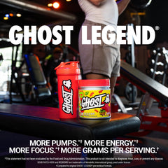 GHOST Legend powder scoop with SPK Redberry flavor ready for mixing before training.