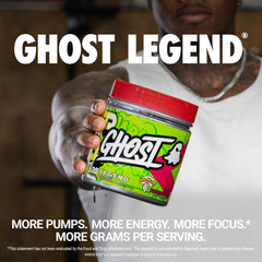 Scoop of GHOST Legend powder ready to mix for a clean pre-workout energy boost