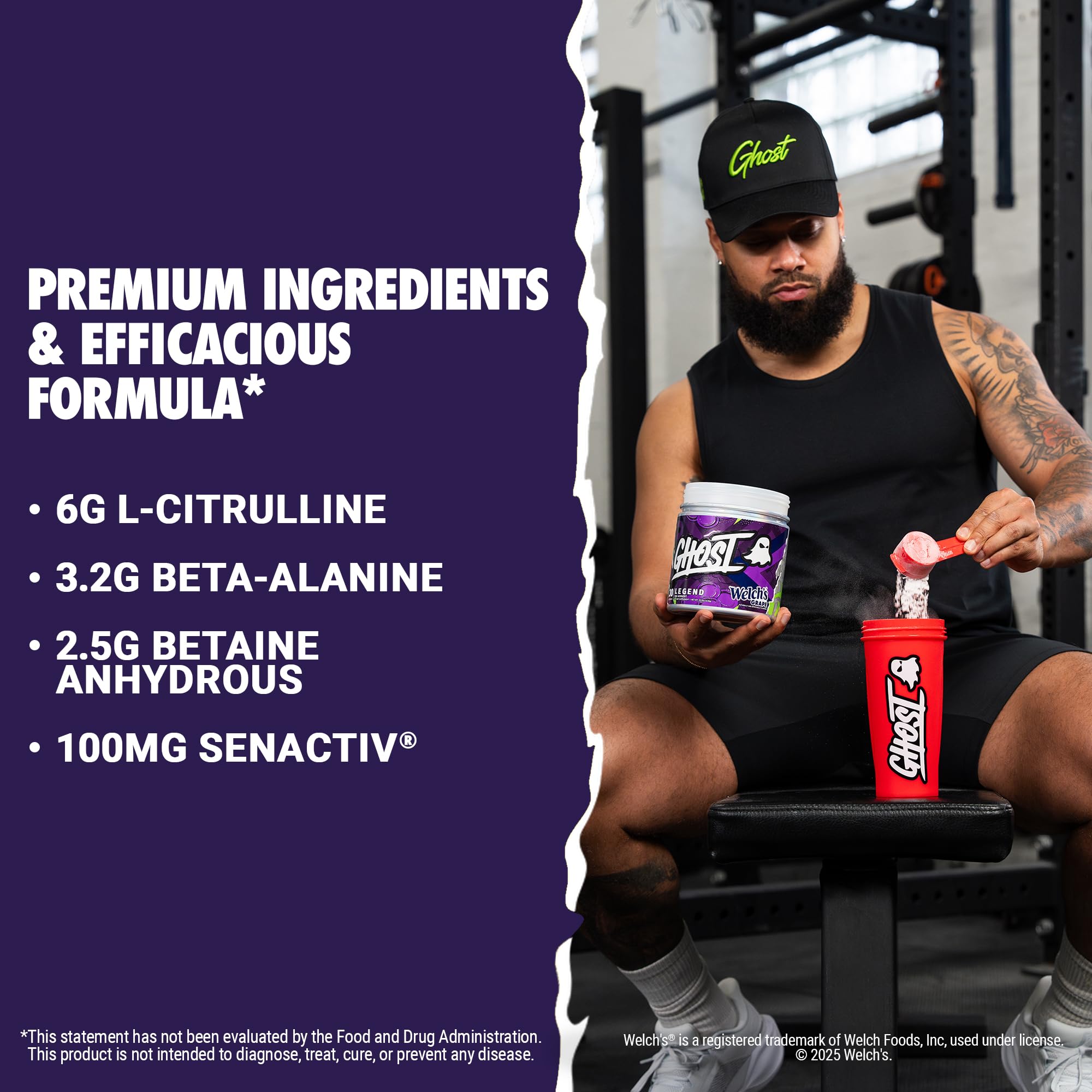 Ingredient label on Ghost Legend highlighting L-Citrulline and Beta-Alanine.