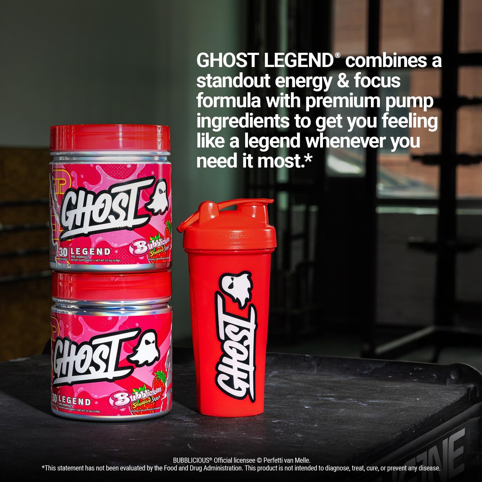 GHOST Legend label shows full ingredient disclosure for transparency.