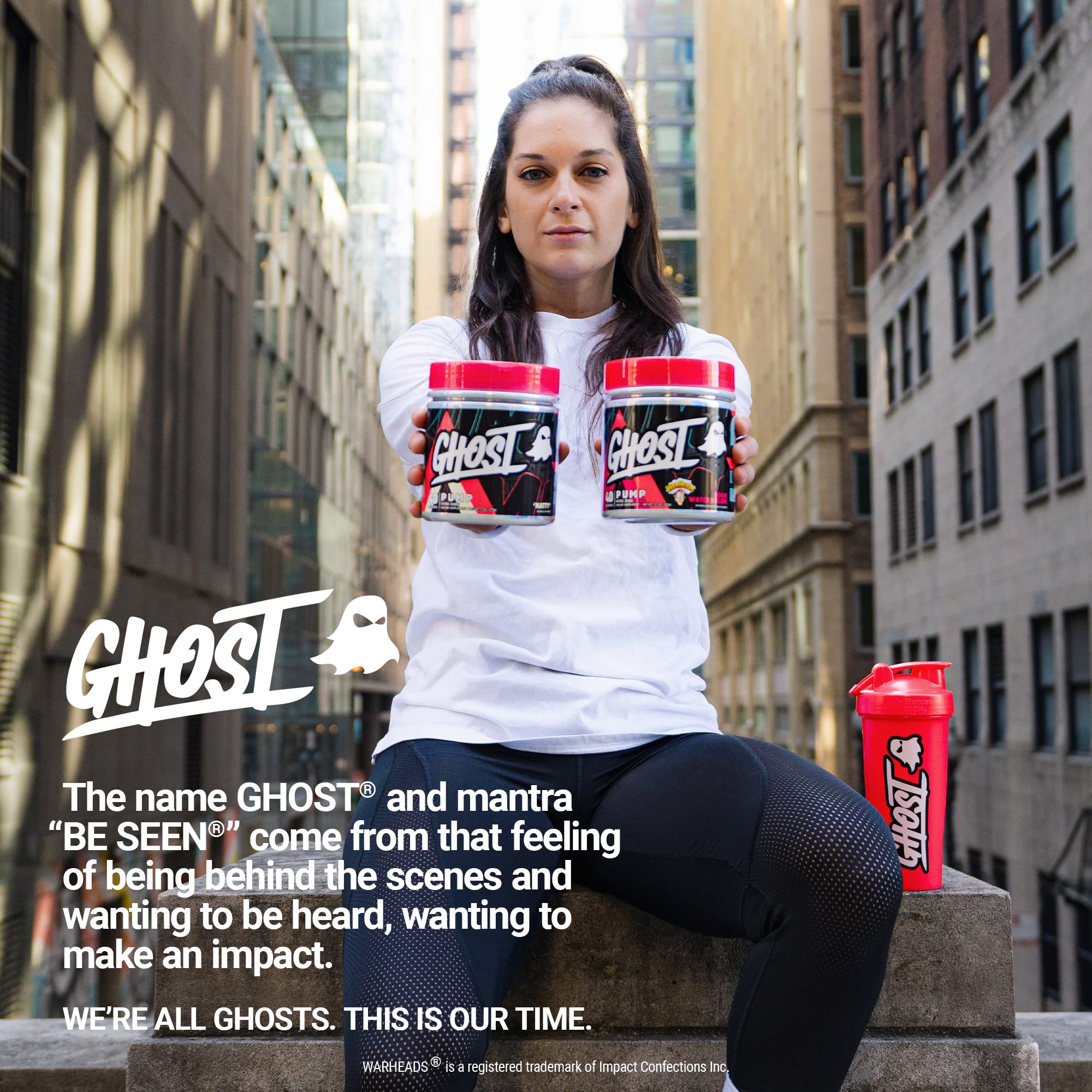 GHOST Pump tub close-up showcases clean packaging and ingredients.