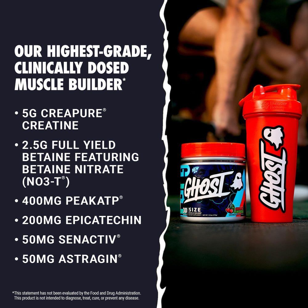 GHOST Size V3 serving mix in glass highlights cherry limeade flavor profile.