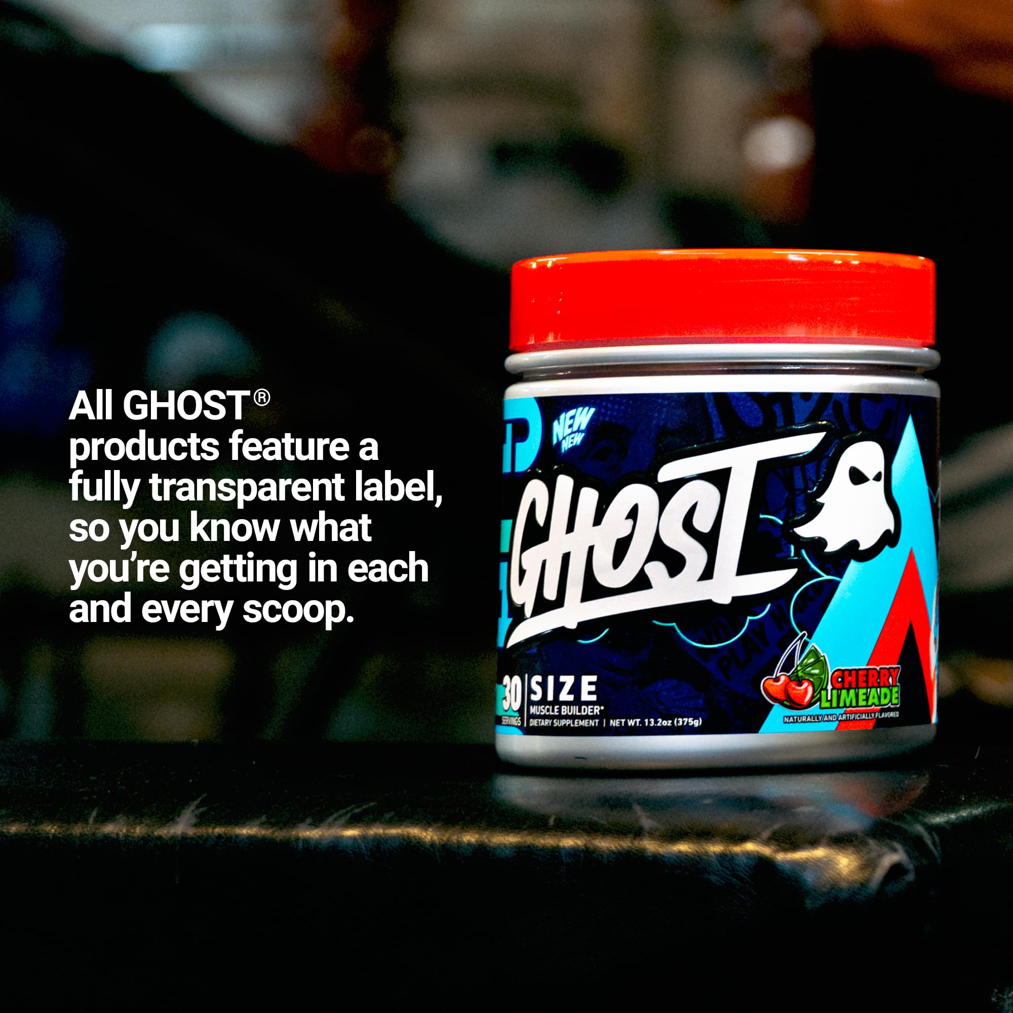 GHOST Size V3 tub with gym setup suggests on-the-go fitness support.