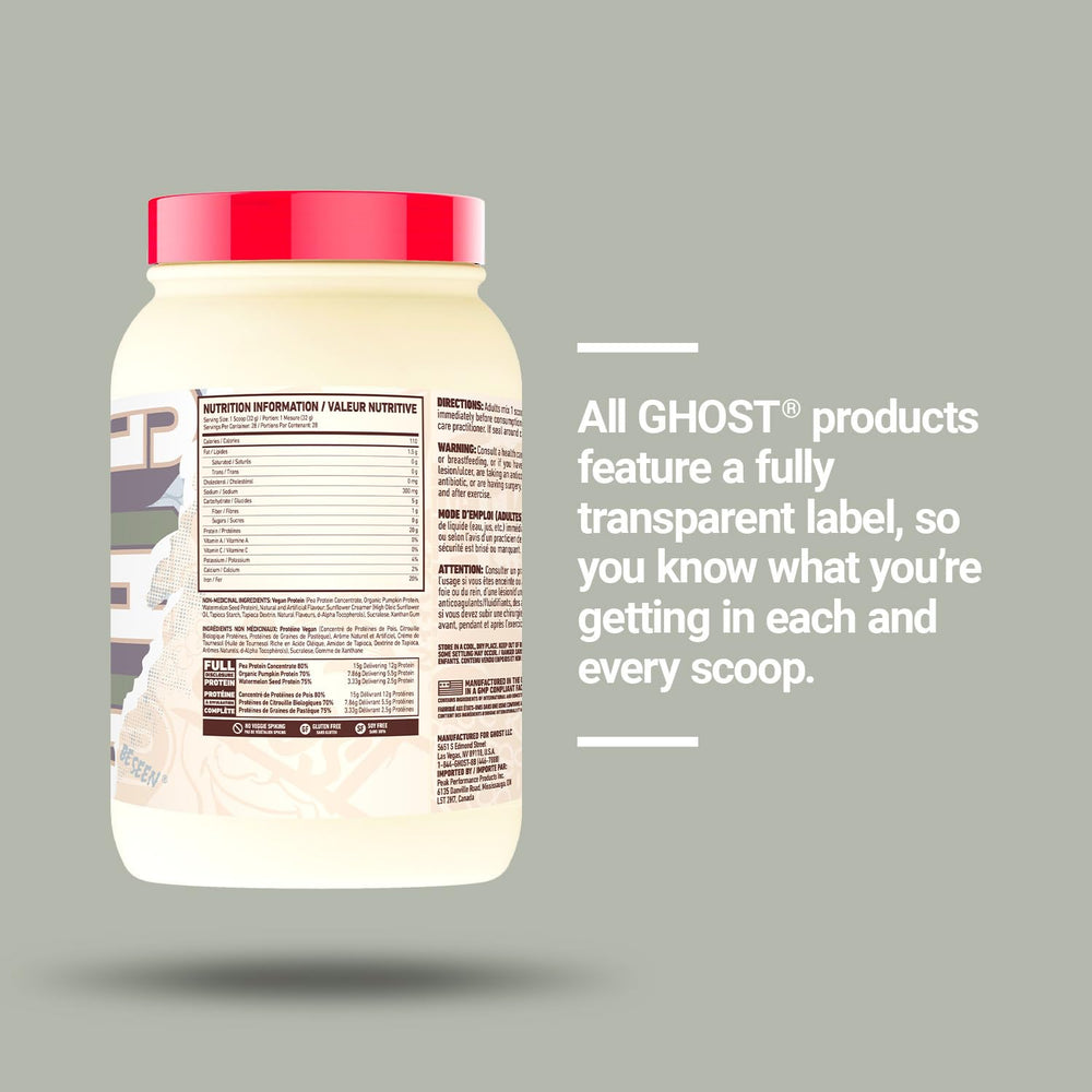 GHOST Transparent label close-up confirms exact ingredient amounts.