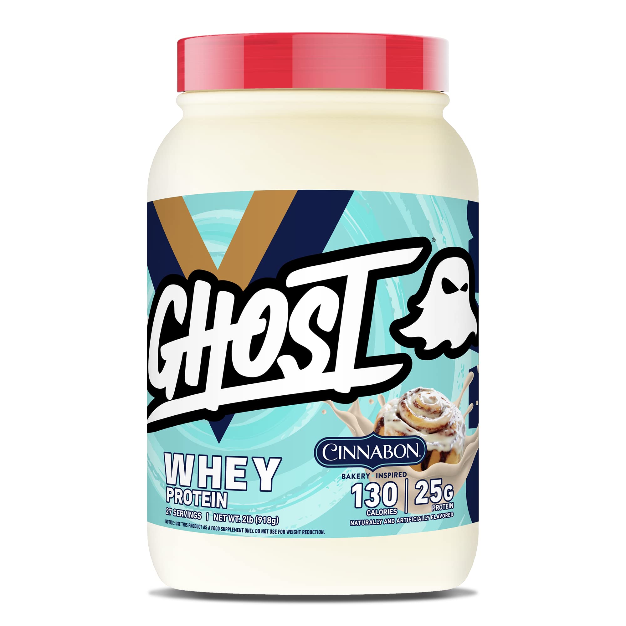 GHOST Whey Cinnabon tub front for post-workout shakes