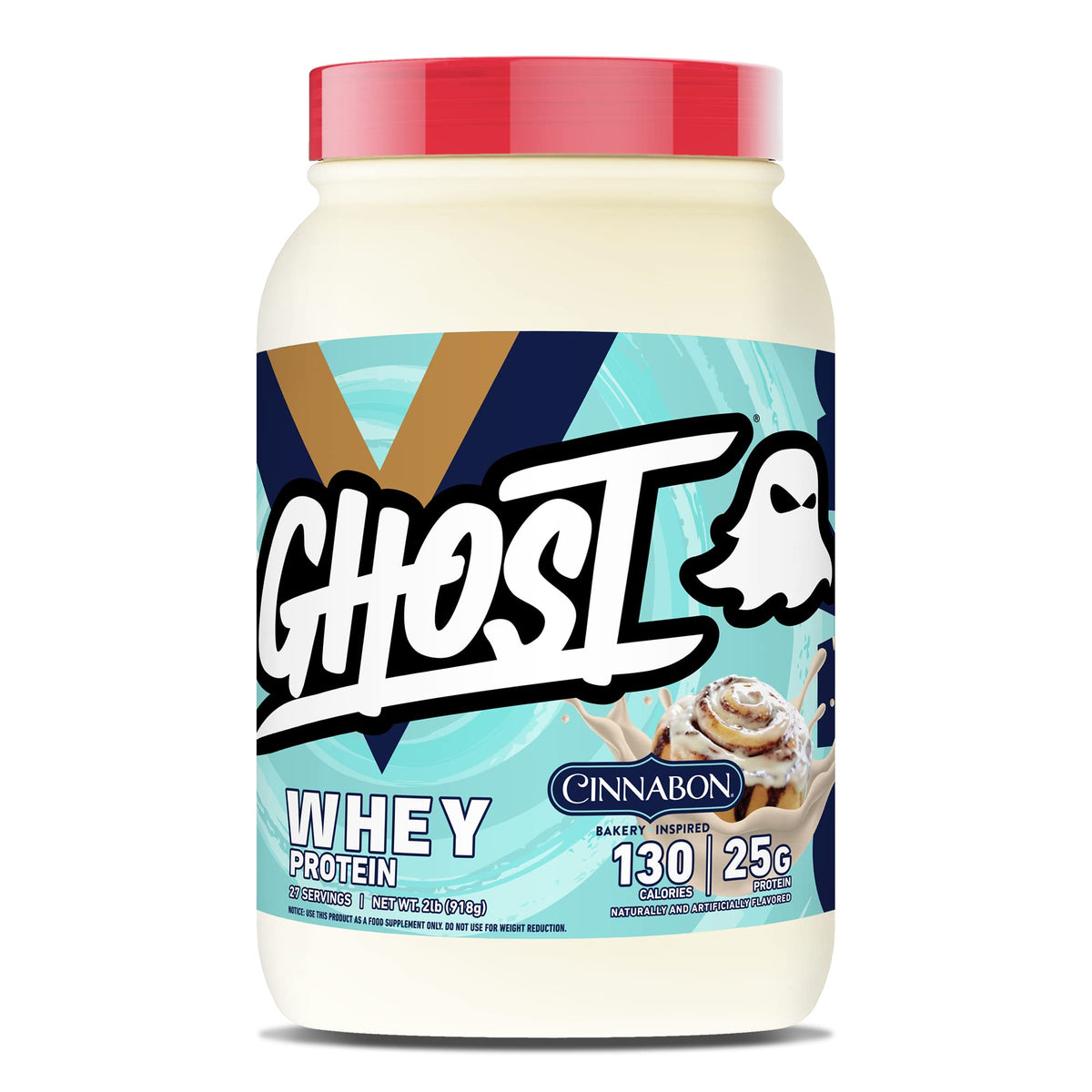 GHOST Whey Cinnabon tub front for post-workout shakes