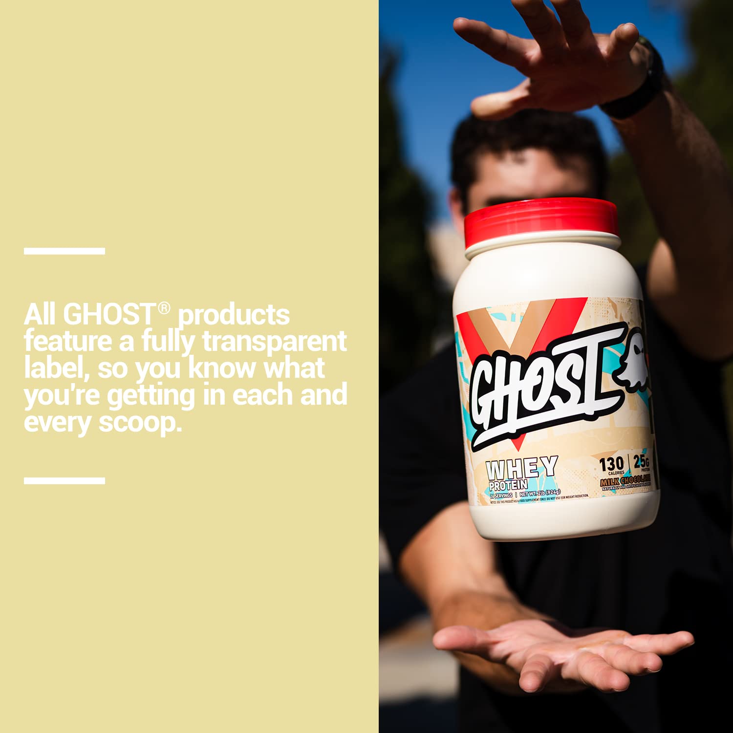 Close-up of Ghost label highlighting fully disclosed ingredients.