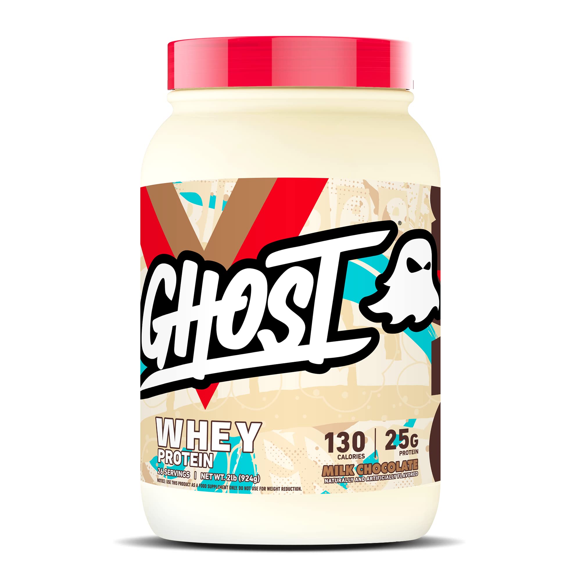Ghost Whey Milk Chocolate tub with transparent label for post-workout shakes.