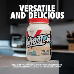 Scoop image highlights 25g protein for efficient post-workout shakes.