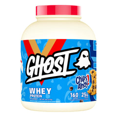 GHOST Whey Chips Ahoy bottle highlights premium protein blend for workouts