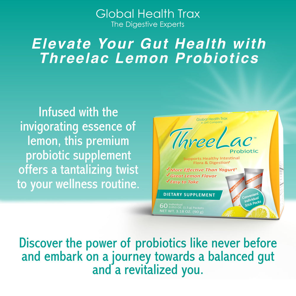 Family-friendly ThreeLac lemon probiotic drink for everyday gut balance.
