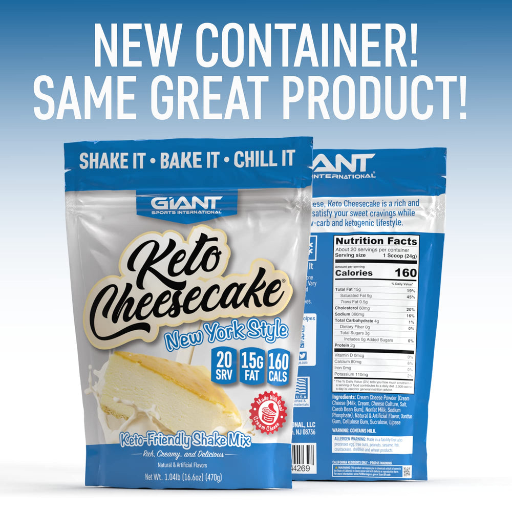 Giant Sports Keto Cheesecake Shake Mix in a dessert bowl with rich cheesecake flavor