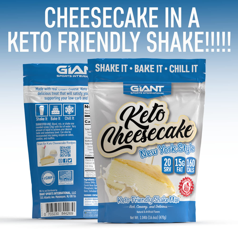 Giant Sports Keto Cheesecake Shake Mix ready-to-serve packet with quick serving ideas