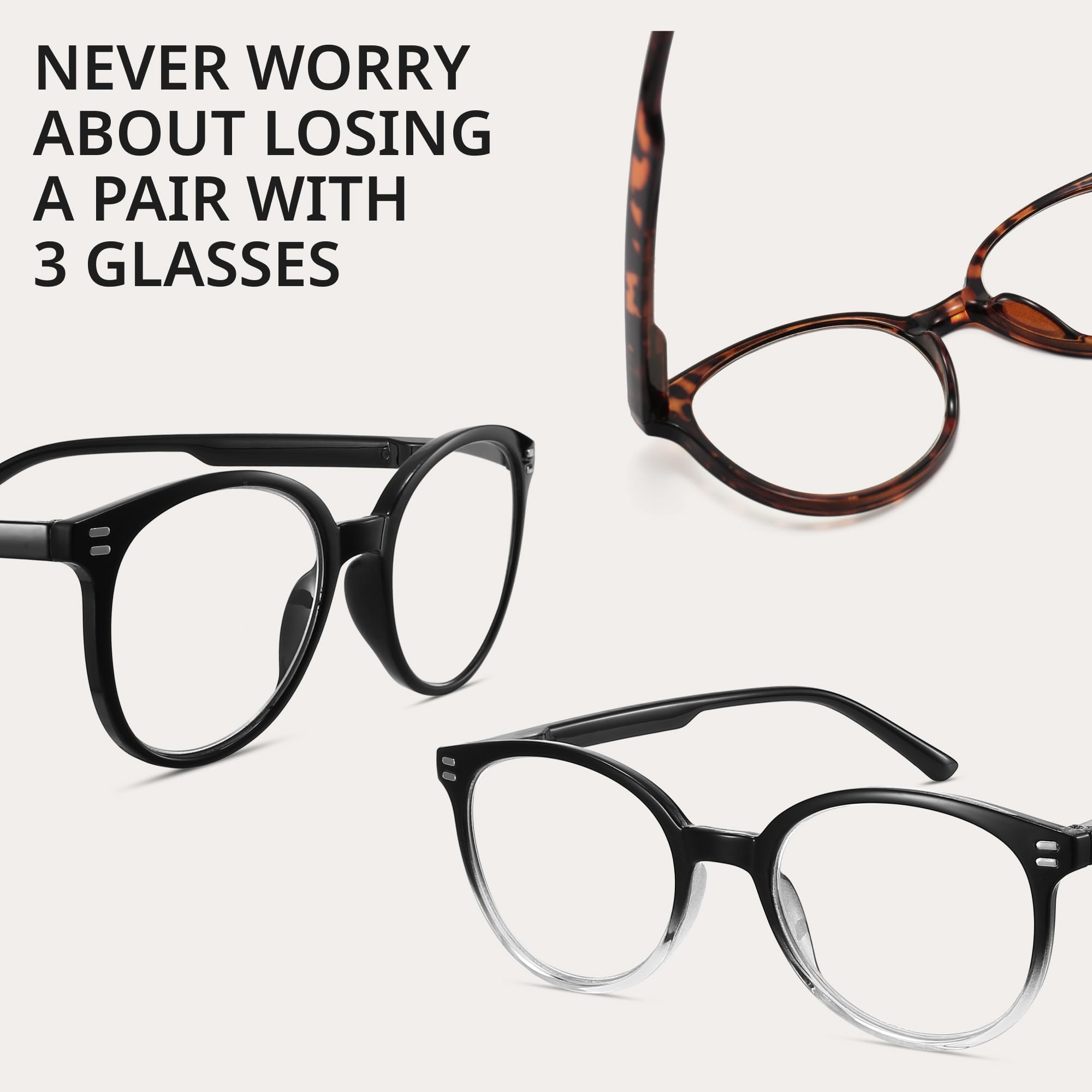 GIBLOGO spring hinges deliver comfortable wear for long reading sessions.