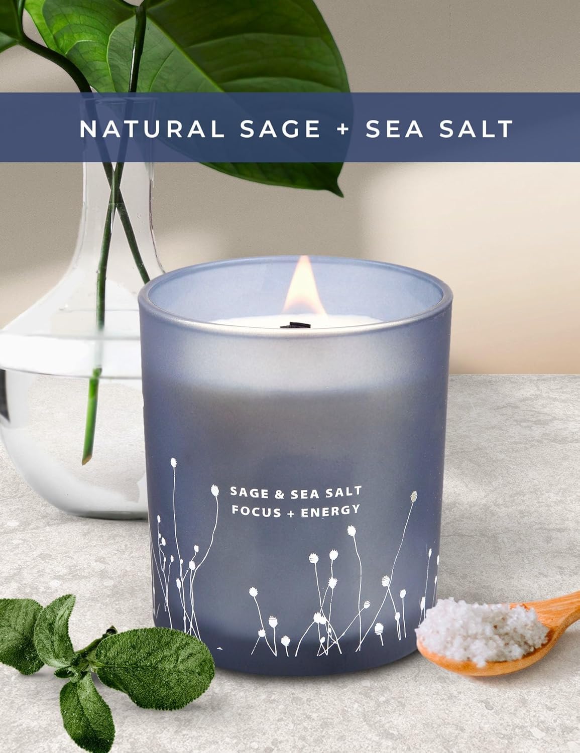 GIFTAWAY metal silver lid with dandelion design on a modern candle